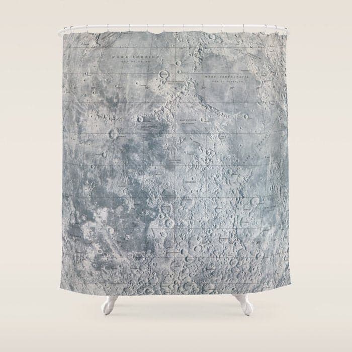 Vintage Lunar Moon Map, 1960s Shower Curtain