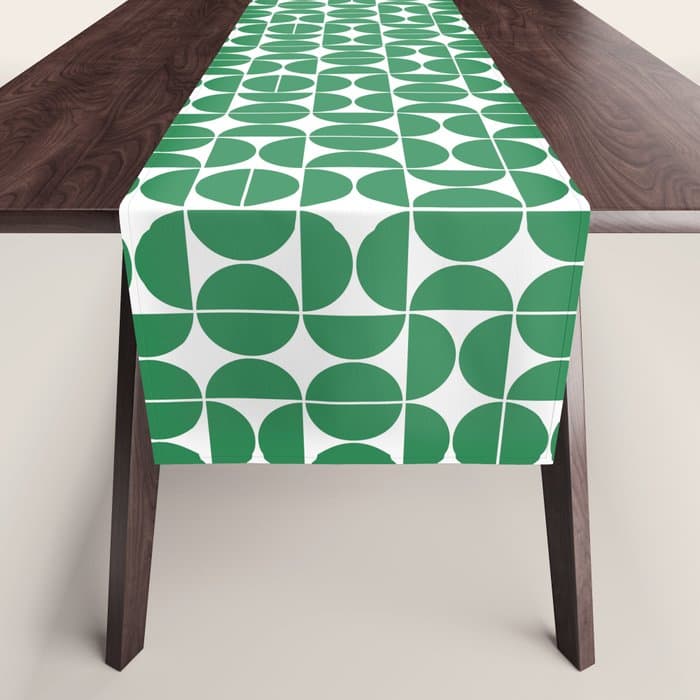 Mid Century Modern Geometric 04 Green Table Runner
