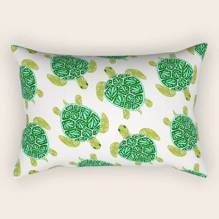 Sea Turtle - Green Palette Rectangular Pillow