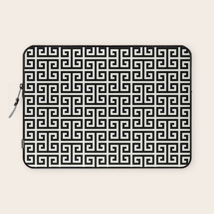 Black and White Greek Key Pattern Laptop Sleeve