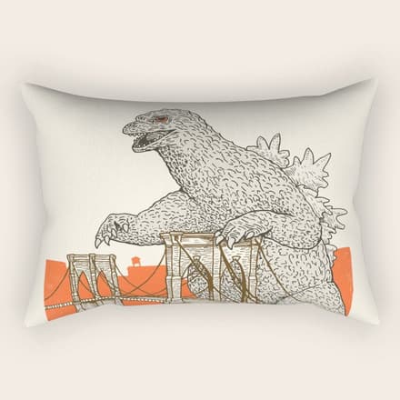 Godzilla Vs. The Brooklyn Bridge Rectangular Pillow