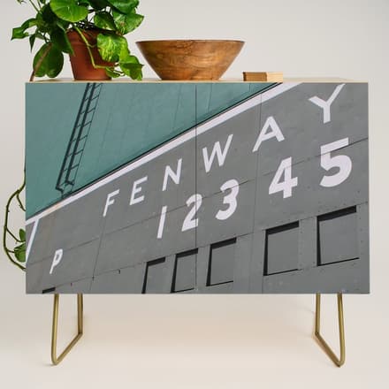 Fenwall -- Boston Fenway Park Wall, Green Monster, Red Sox Credenza