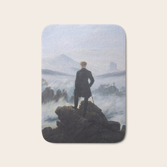 The wanderer above the sea of fog by Caspar David Friedrich Bath Mat