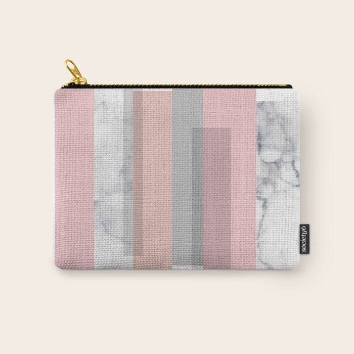 Stripes in blush and marble Carry All Pouch