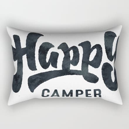 Happy Camper Black And White Retro Rectangular Pillow