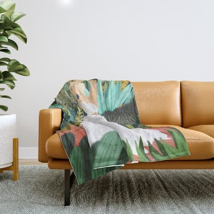 Forest Bride | Jungle Wedding Painting | Travel Solo | Blonde Woman Dancing Joy Throw Blanket