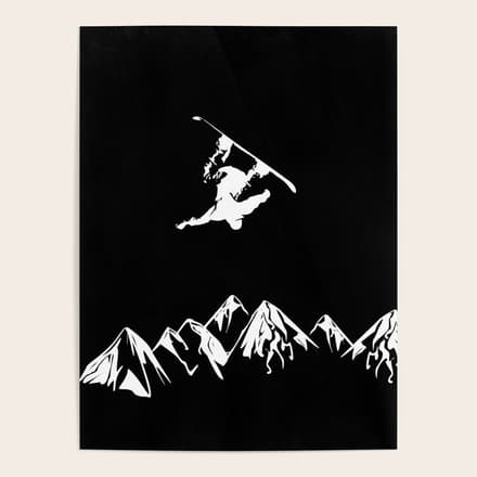 Rocky Mountain Snowboarder Catching Air Poster