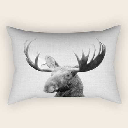 Moose - Black & White Rectangular Pillow