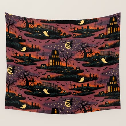 Halloween Night - Bonfire Glow Wall Tapestry