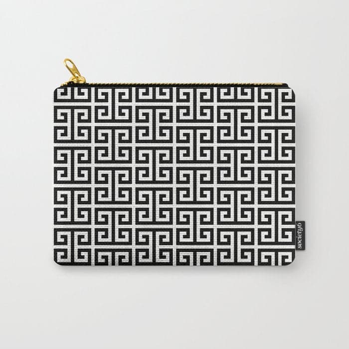 Black and White Greek Key Pattern Carry All Pouch