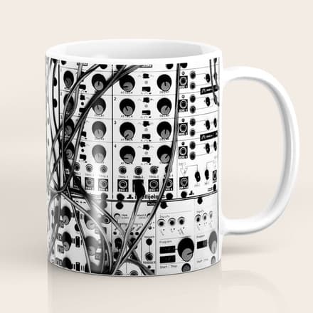 Analog Synthesizer System - Modular Black And White Coffee Mug
