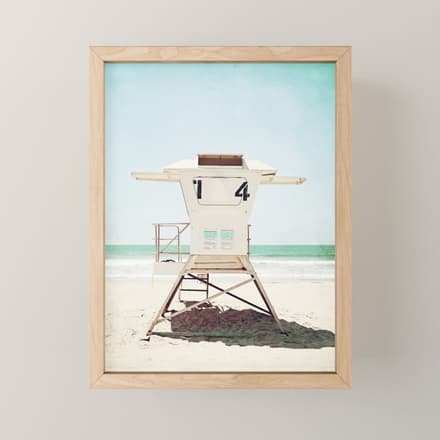 Lifeguard Stand, Beach Photography, San Diego California, Blue Aqua Seashore Ocean Summer Art Mini Art Print