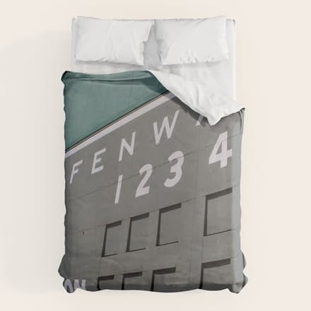 Fenwall -- Boston Fenway Park Wall, Green Monster, Red Sox Duvet Cover