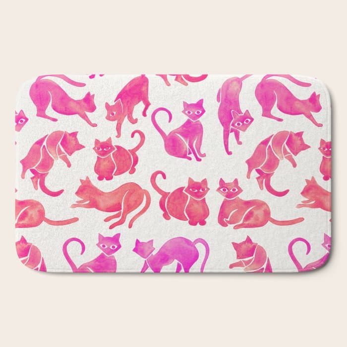 Cat Positions - Pink Ombré Palette Bath Mat