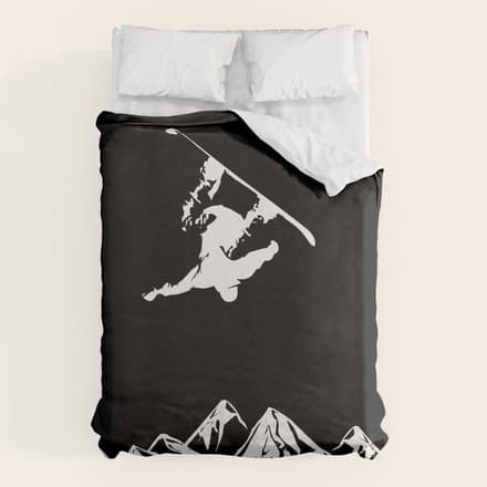 Rocky Mountain Snowboarder Catching Air Duvet Cover