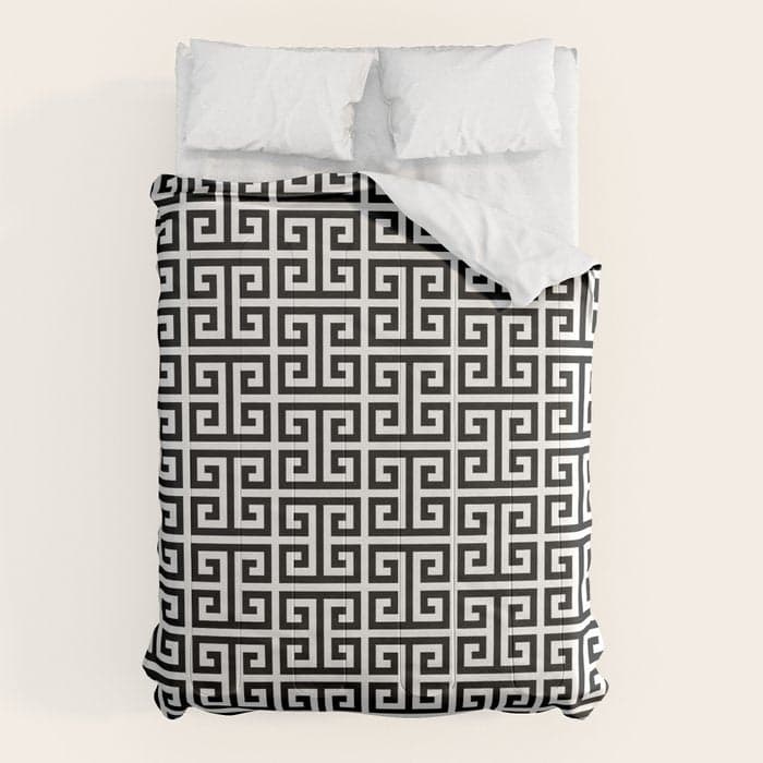 Black and White Greek Key Pattern Comforter