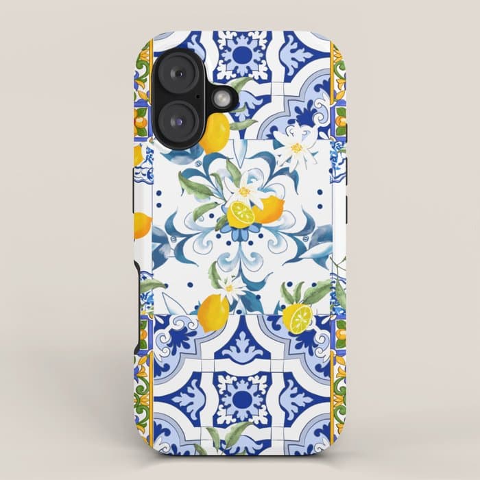 Summer, citrus ,Mediterranean style ,flowers,lemon fruit pattern iPhone Case