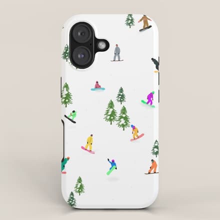 Aerial Downhill Snowboarders Illustration Iphone Case