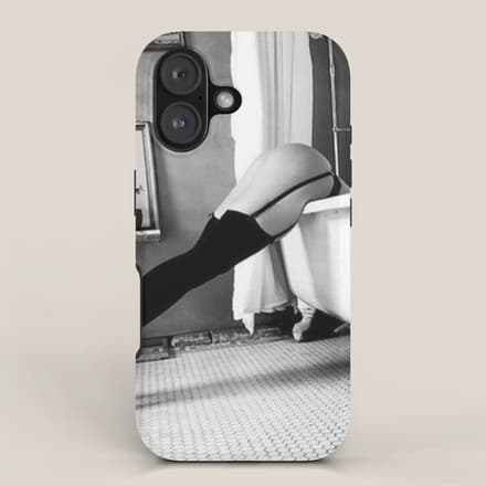 Head Over Heals - Female In Stockings In Vintage Parisian Bathtub Black And White Photography - Photographs Wall Decor Iphone Case