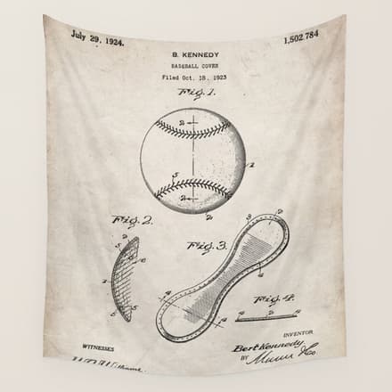 Baseball Patent - Softball Art - Antique Wall Tapestry