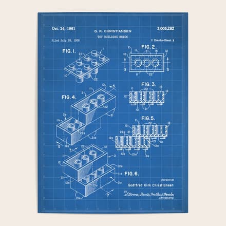 Legos Patent - Legos Brick Art - Blueprint Poster