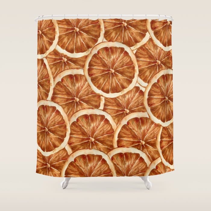 Watercolor, Festive Oranges Shower Curtain