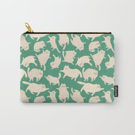 White Silly Cats Pattern Carry All Pouch