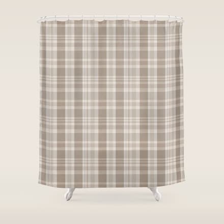 Checkered, Plaid Prints, Warm Brown Shower Curtain