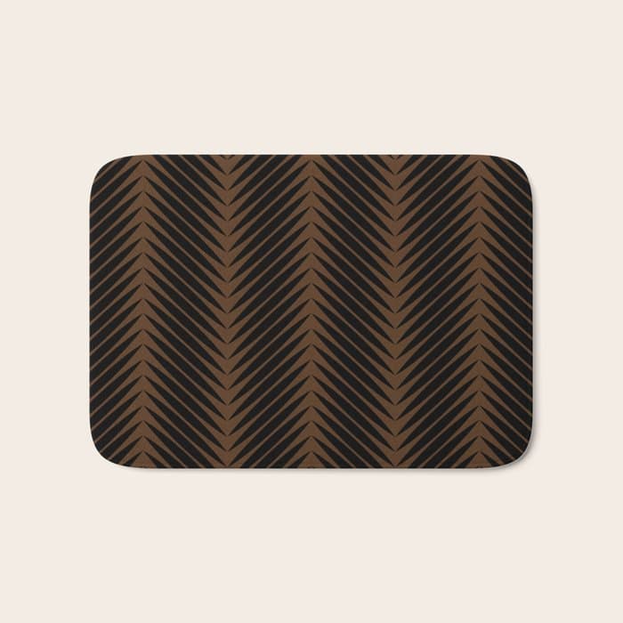 Palm Leaf Pattern - Dark Earthy Bath Mat