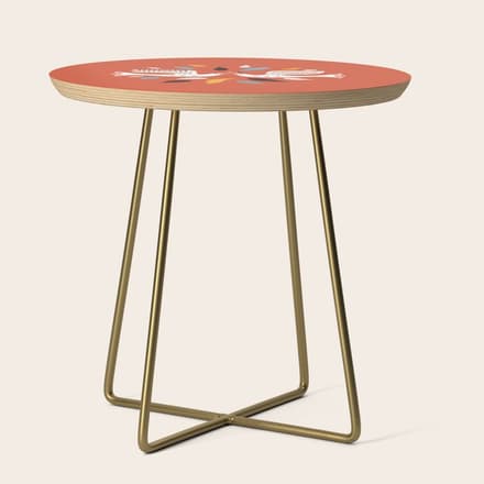 Festive Doves - Folk Illustration Side Table