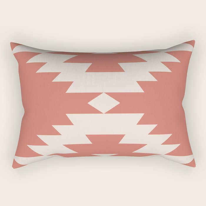 Southwestern Minimalism - Bright Coral Red Rectangular Pillow