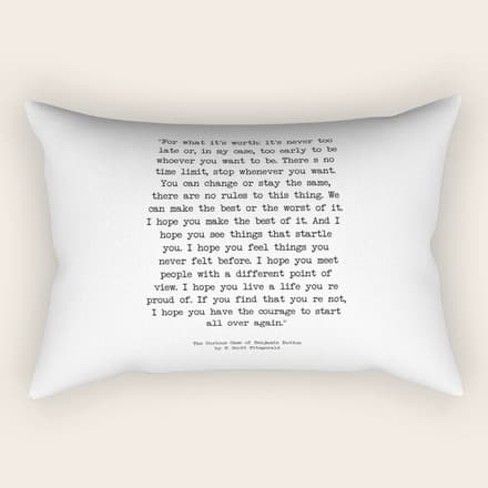It'S Never Too Late Benjamin Button Rectangular Pillow