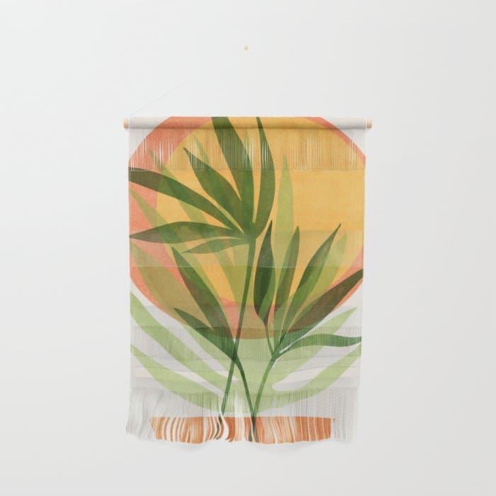 Retro Sunset Garden Still Life Wall Hanging