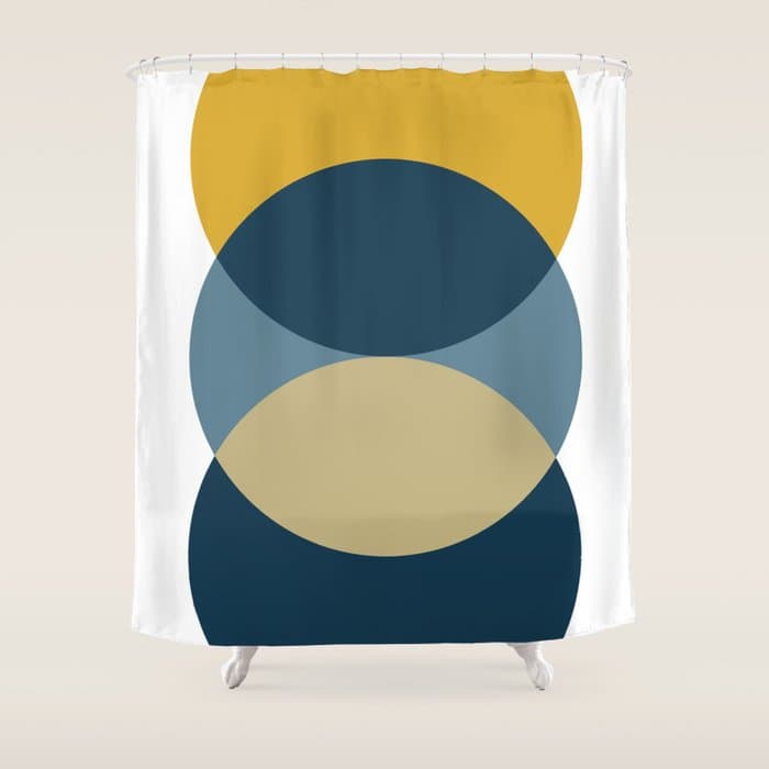 Rise of the Sun - Yellow, Blue, Geometric Art Shower Curtain