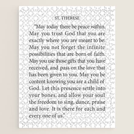 St. Therese Quote, May Today There Be Peace, Jigsaw Puzzle