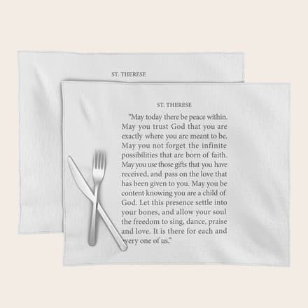 St. Therese Quote, May Today There Be Peace, Placemat