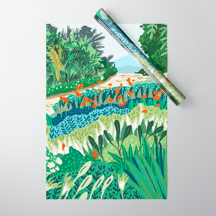 Solo Walk, Nature Jungle Forest Tropical Colorful Vibrant Bortanical Illustration Painting Wrapping Paper