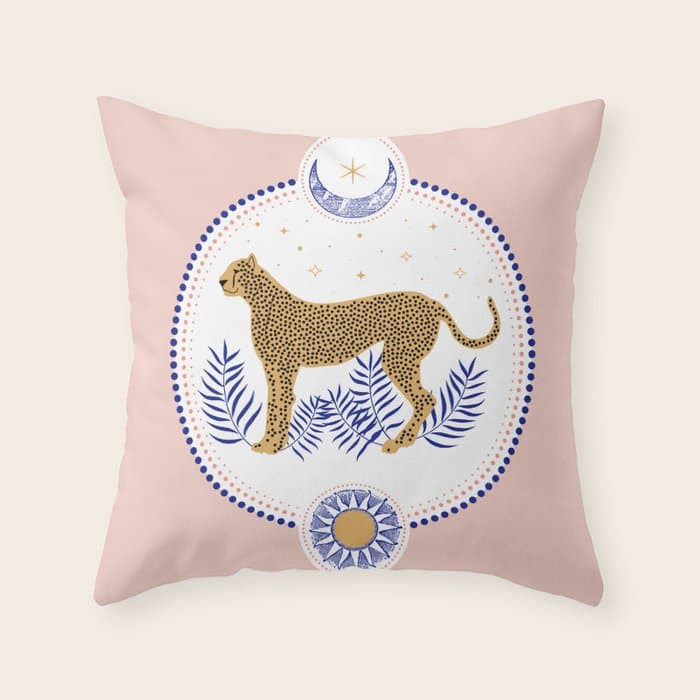 Wild Cheetah and the Moon 2 Throw Pillow