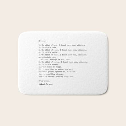 Albert Camus Quote - My Dear In The Midst Of Hate I Found Bath Mat