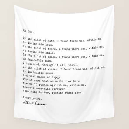 Albert Camus Quote - My Dear In The Midst Of Hate I Found Wall Tapestry