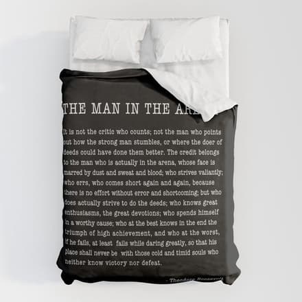 The Man In The Arena, Theodore Roosevelt Quote, Duvet Cover