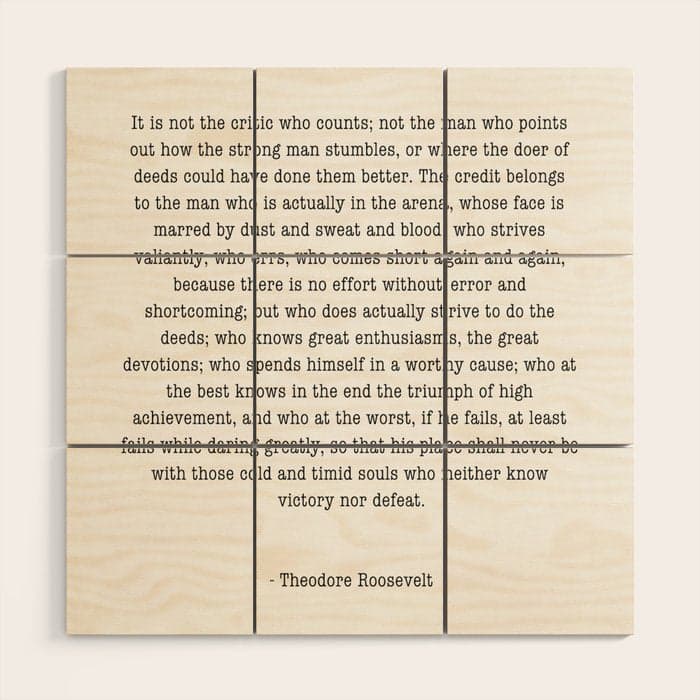 Man In The Arena Theodore Roosevelt Wood Wall Art