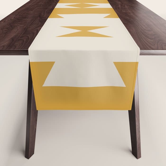 Southwestern Minimalism - Golden Yellow Neutral Beige Table Runner