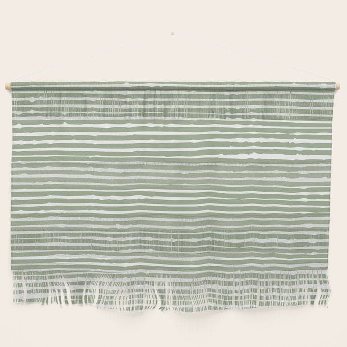 Abstract Stripes, Sage Green, Boho Wall Art Wall Hanging