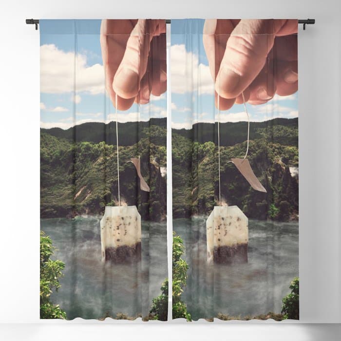 Lake afternoon tea - Teabag Window Curtain