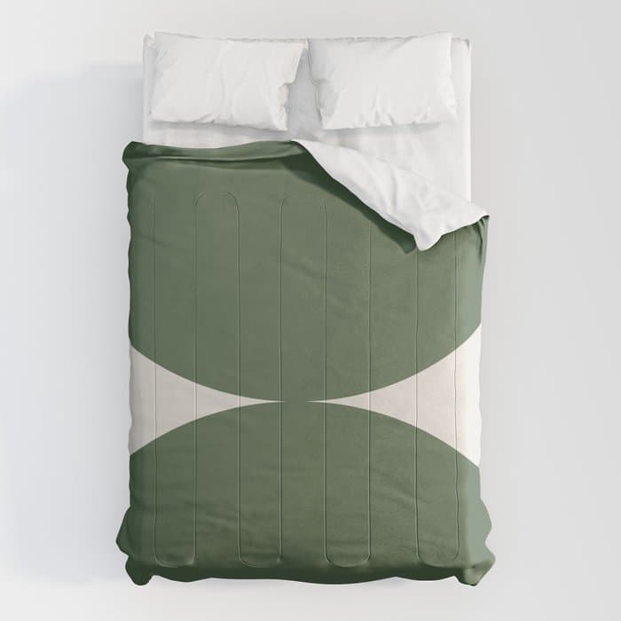 Bold Geometric Shapes Maximalism XIII Green Comforter