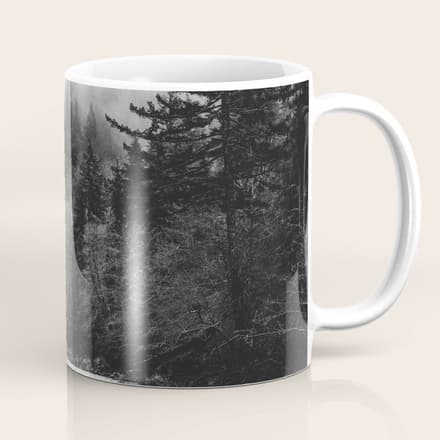 Pacific Northwest River - Black And White Nature Photography Coffee Mug