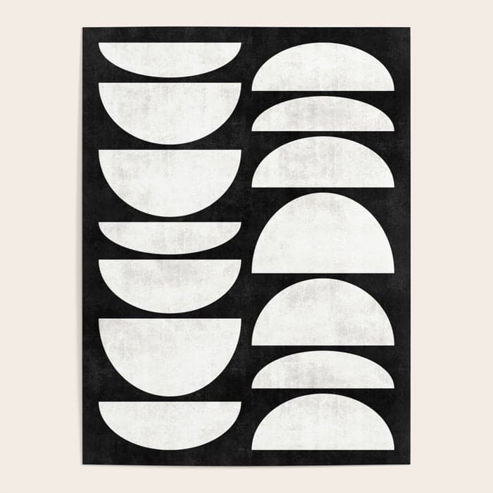 Mid-Century Modern Pattern No.8 - Black and White Poster