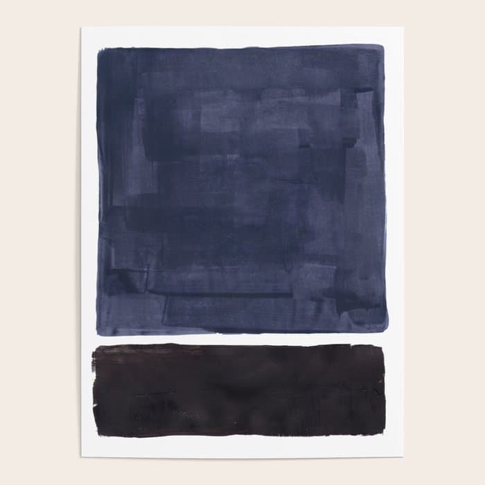Navy Black Rothko Fun Colorful Mid Century Modern Abstract Painting Shapes Pattern Poster