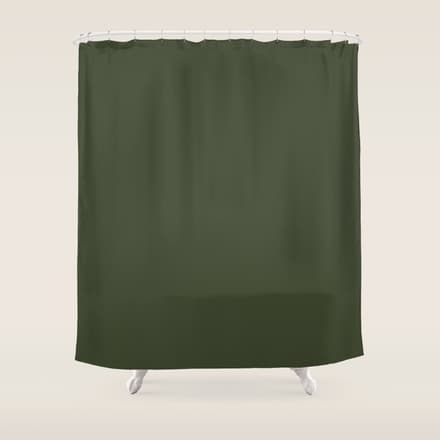 Dark Natural Green Solid Color Shower Curtain